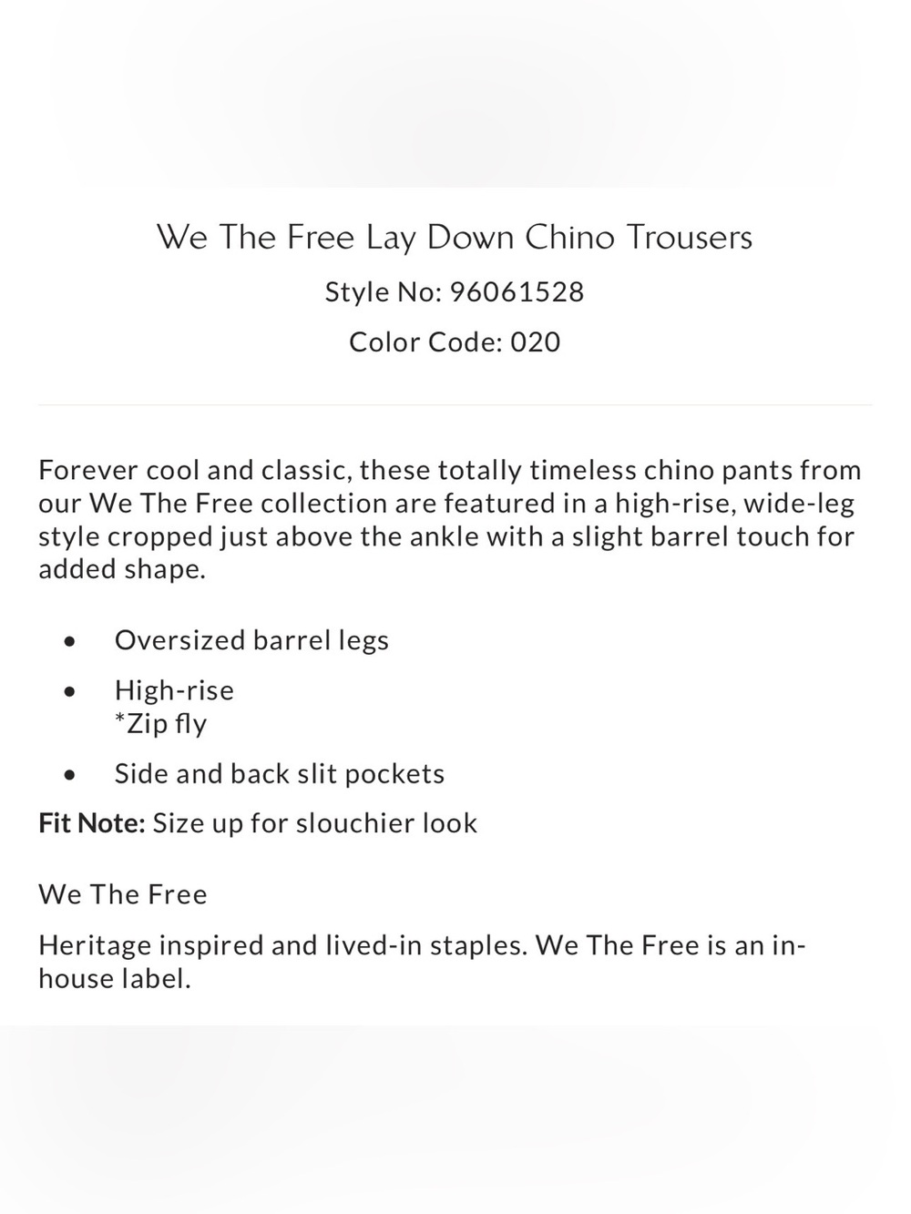 We The Free Lay Down Chino Trousers in Brownie - Picture 3 of 3